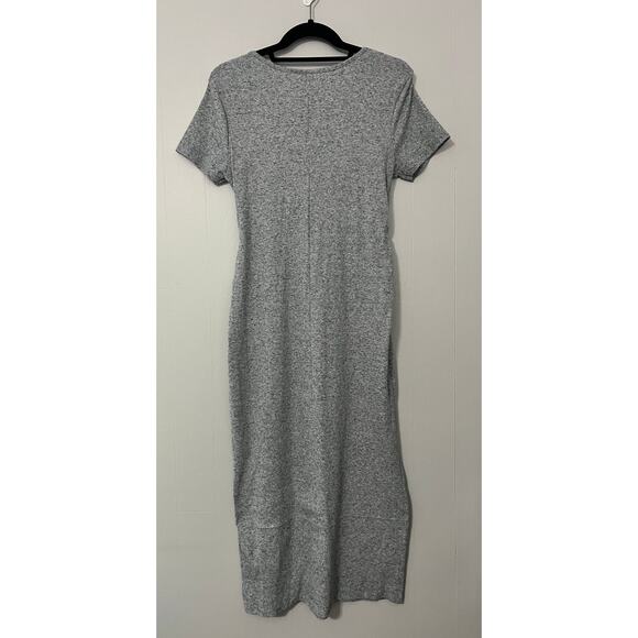 Asos Size 8 Heathered Gray Twist Front Ribbed Short Sleeve Knit Maxi - Picture 3 of 7